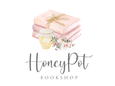 Logo of Honey Pot Bookshop with books and a mug on a white background